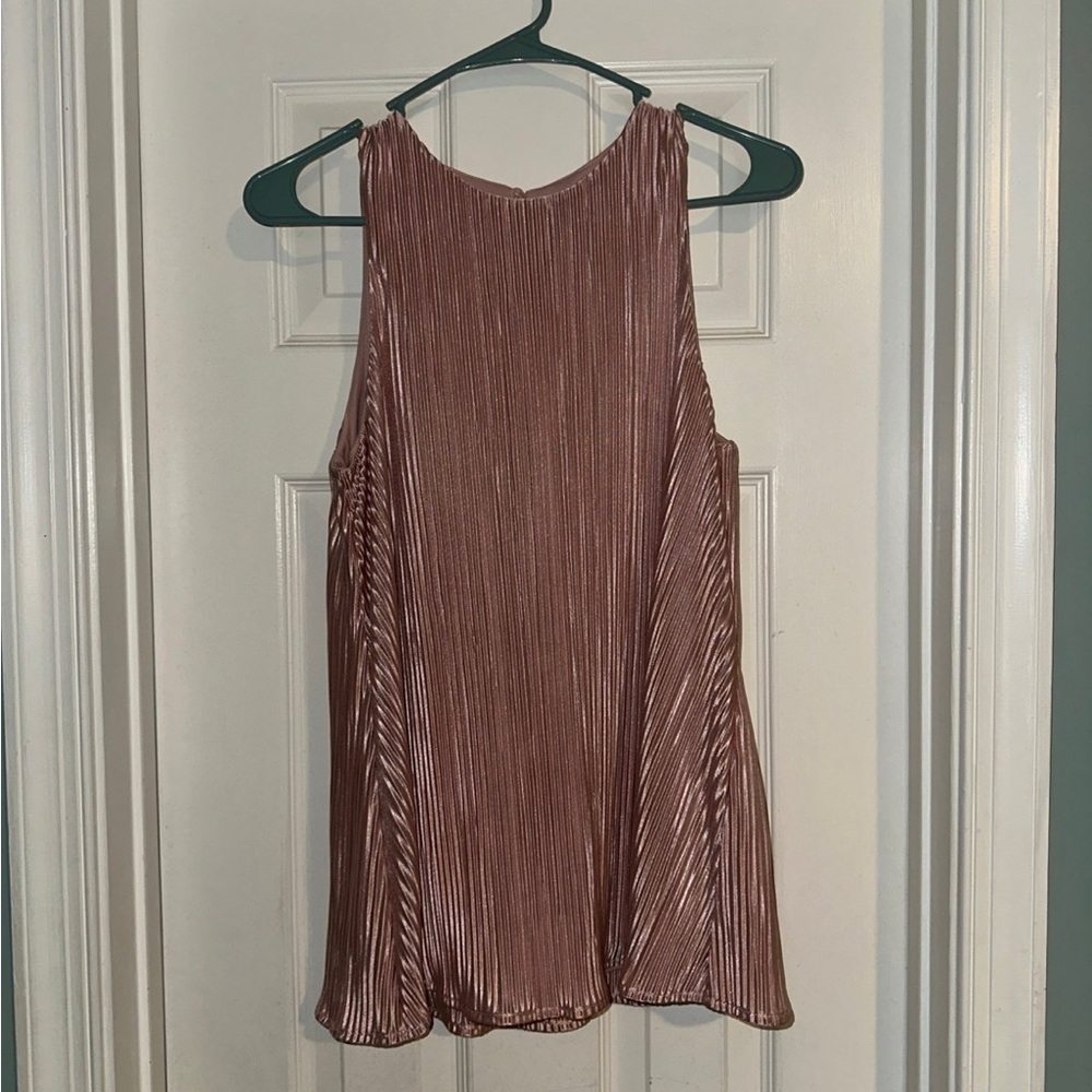 Metallic Pleated Tank Top